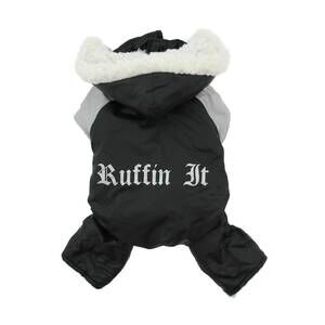 NEW DOGGIE DESIGN dog ruffin it snowsuit in black